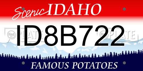 ID8B722 Idaho License Plate