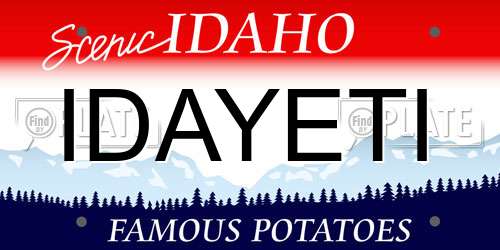 IDAYETI Idaho License Plate