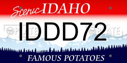 IDDD72 Idaho License Plate