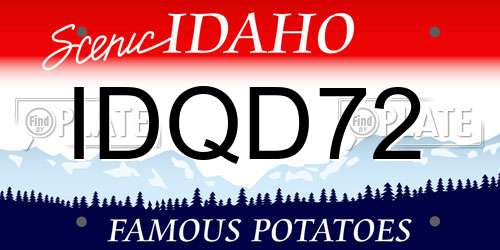IDQD72 Idaho License Plate