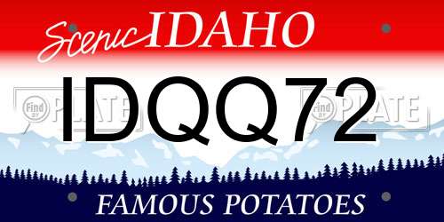 IDQQ72 Idaho License Plate