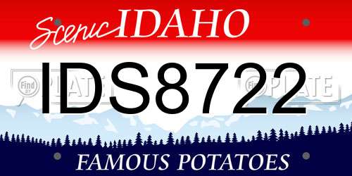 IDS8722 Idaho License Plate