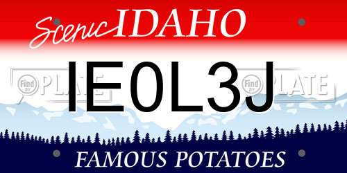 IE0L3J Idaho License Plate