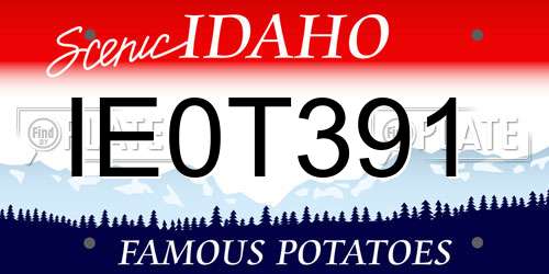 IE0T391 Idaho License Plate