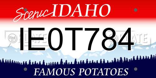IE0T784 Idaho License Plate