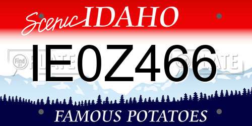 IE0Z466 Idaho License Plate