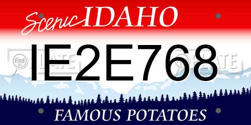IE2E768 Idaho License Plate