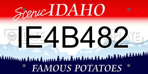 IE4B482 Idaho License Plate