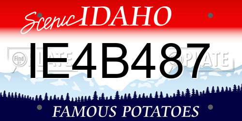 IE4B487 Idaho License Plate