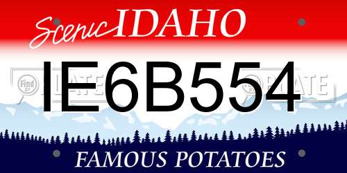 IE6B554 Idaho License Plate