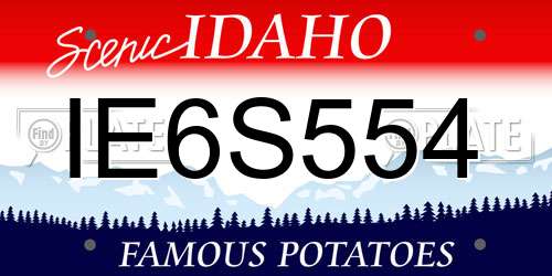IE6S554 Idaho License Plate