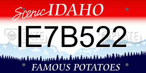 IE7B522 Idaho License Plate