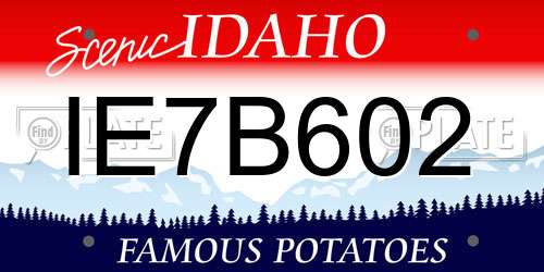 IE7B602 Idaho License Plate