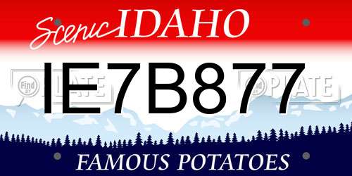 IE7B877 Idaho License Plate