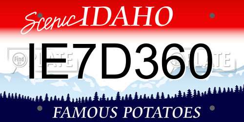 IE7D360 Idaho License Plate