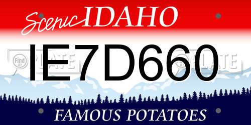 IE7D660 Idaho License Plate