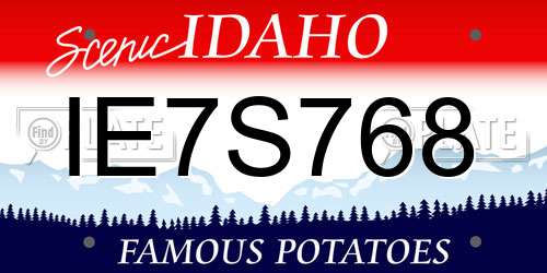 IE7S768 Idaho License Plate