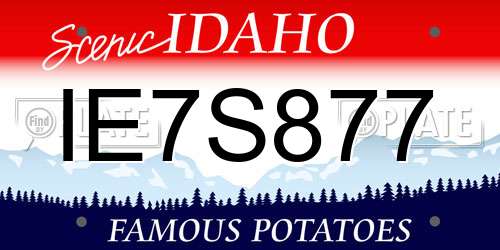 IE7S877 Idaho License Plate