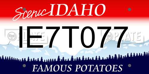 IE7T077 Idaho License Plate