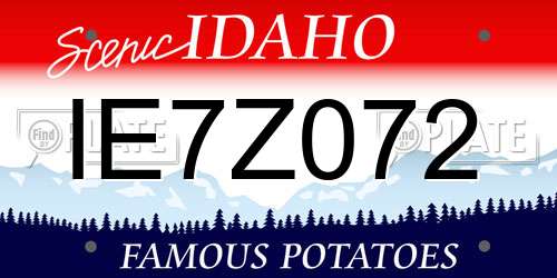 IE7Z072 Idaho License Plate