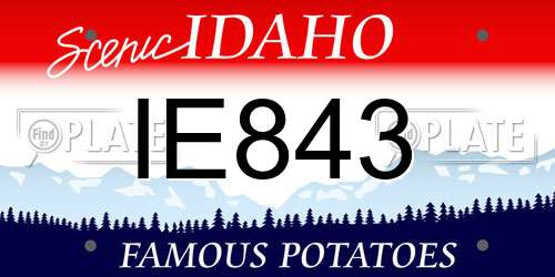 IE843 Idaho License Plate