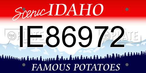 IE86972 Idaho License Plate