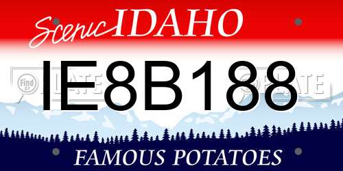 IE8B188 Idaho License Plate