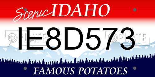 IE8D573 Idaho License Plate