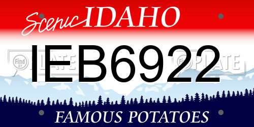 IEB6922 Idaho License Plate