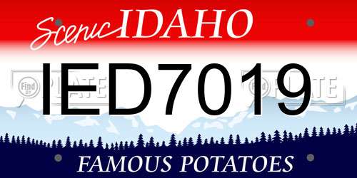IED7019 Idaho License Plate