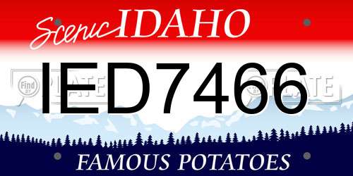 IED7466 Idaho License Plate