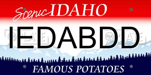 IEDABDD Idaho License Plate