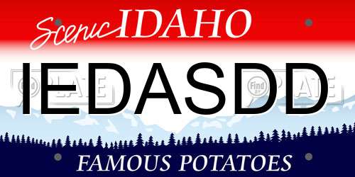 IEDASDD Idaho License Plate