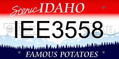 IEE3558 Idaho License Plate