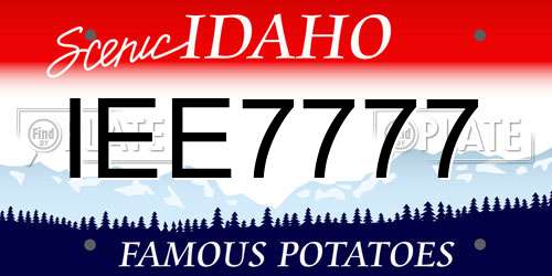 IEE7777 Idaho License Plate