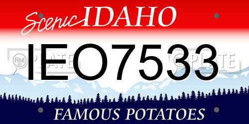 IEO7533 Idaho License Plate