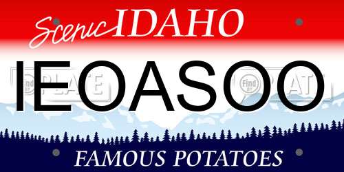 IEOASOO Idaho License Plate
