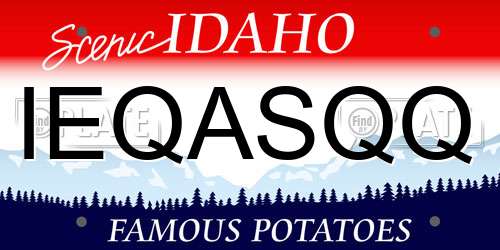 IEQASQQ Idaho License Plate
