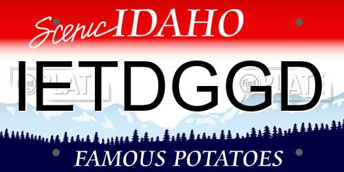 IETDGGD Idaho License Plate
