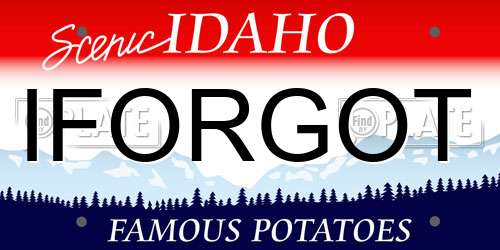 IFORGOT Idaho License Plate