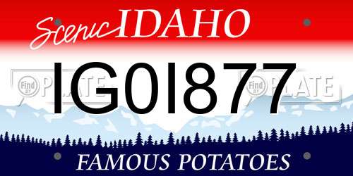 IG0I877 Idaho License Plate