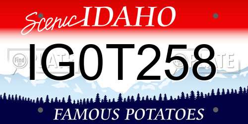 IG0T258 Idaho License Plate