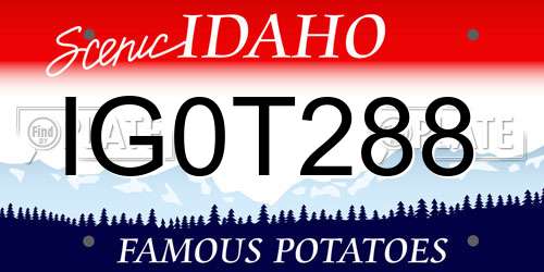 IG0T288 Idaho License Plate