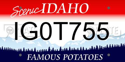 IG0T755 Idaho License Plate