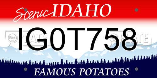 IG0T758 Idaho License Plate