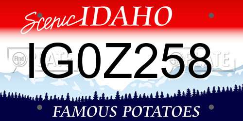 IG0Z258 Idaho License Plate