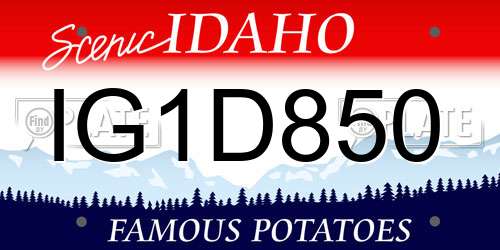 IG1D850 Idaho License Plate