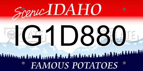 IG1D880 Idaho License Plate