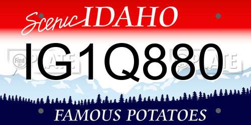 IG1Q880 Idaho License Plate
