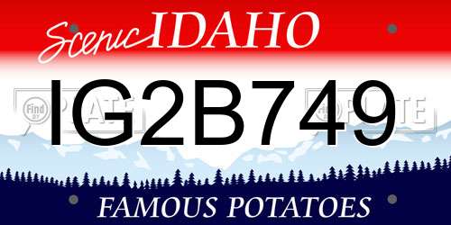 IG2B749 Idaho License Plate